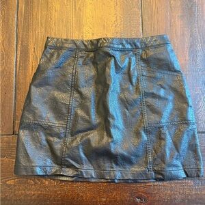 Art Class Girls Black Faux Leather Pleather A-Line Mini Skirt